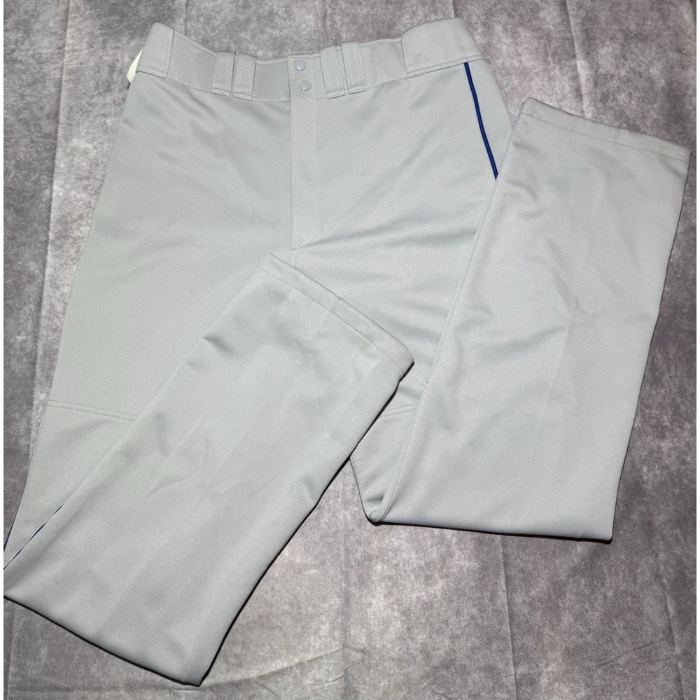 Mizuno Gray Pro Royal Blue Piped Opened Hemmed Baseball Pants Mens XXL New Tags